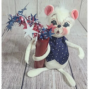 Vinateg Annalee Dolls Felt Firecracker Mouse Doll Red White Blue 7" 2001 New
